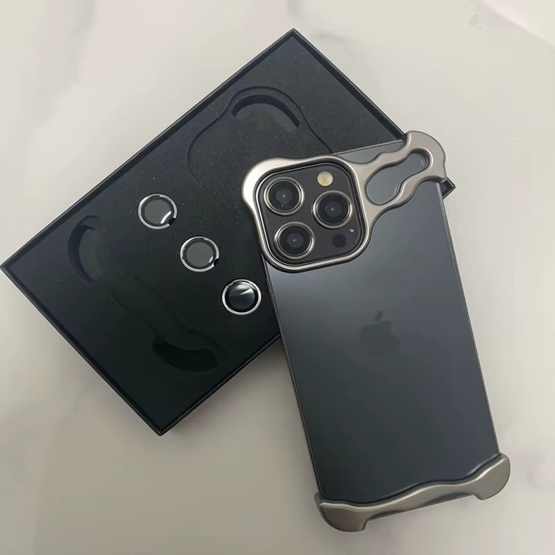 Luxury Irregular Aluminum Alloy Bumper Phone Case for Iphone 16 15 14 13 12 Pro Max 17 Air Pro Lens Film Protection Metal Cover